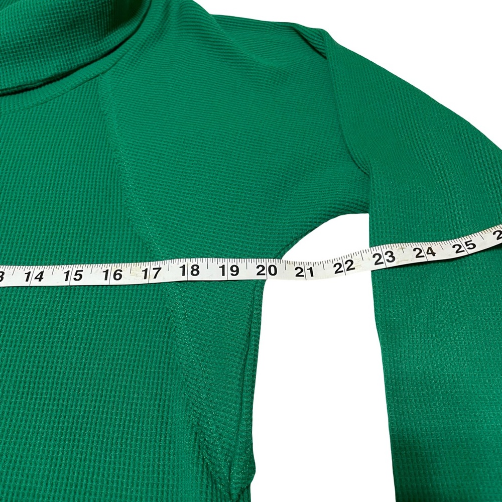 PILCRO Anthropologie Kelly Green Mock Neck Waffle Knit Long Sleeve Size Large - Picture 8 of 9